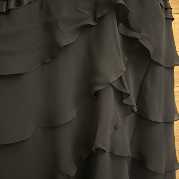 Tadashi Shoji Size 6 100% Silk Floor Length Ruffle Halter Neck Gown Maxi Dress - Picture 7 of 14